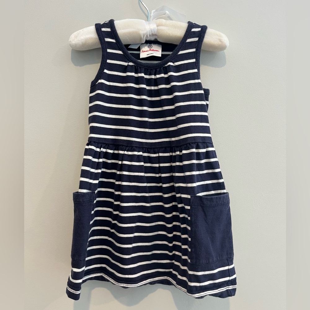 Hanna Andersson Navy and White Striped Dress